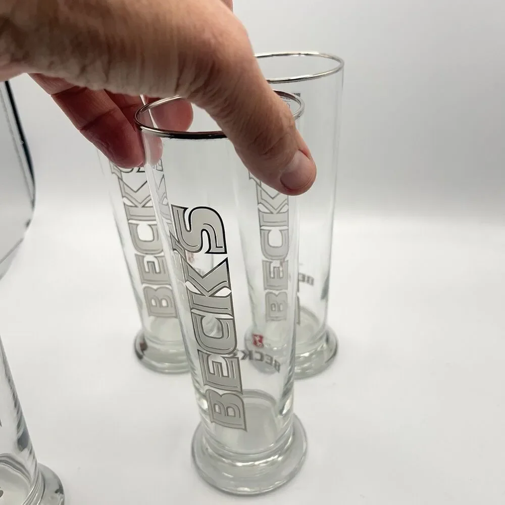 BECK’S Set Of 4 Beer Glasses 0.4L Bar Pub Tall Glass Becks